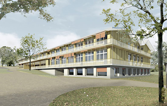 Schulhaus Seegarten - Garten als Pausenbereich, Zugang Turnhalle