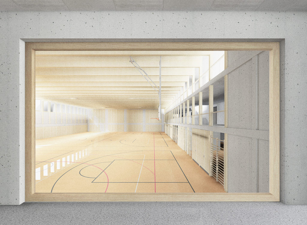 Blick in die Halle aus dem Foyer / Theorie
