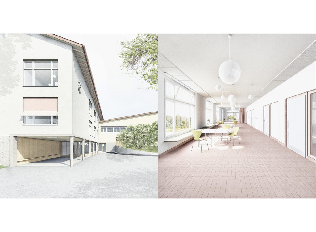 Klassentrakt neuer Eingangsbereich und Jahrgangsraum/Kombizone Palavium