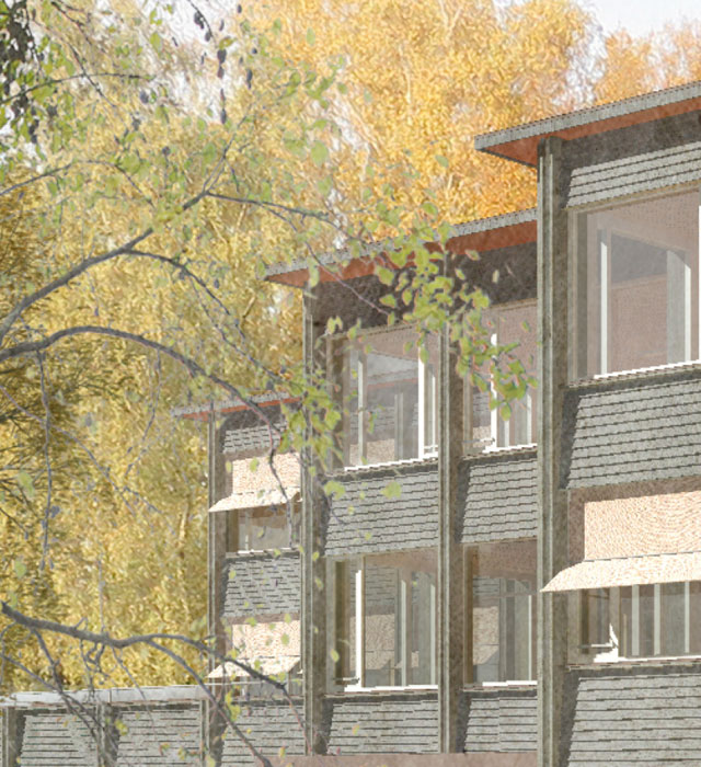 Visualisierung Neubau Betreuungshaus Schulanlage Rüterwis Zollikerberg, ZH