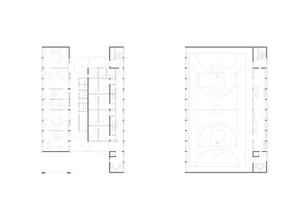 Grundrisse Turnhalle EG / OG 1