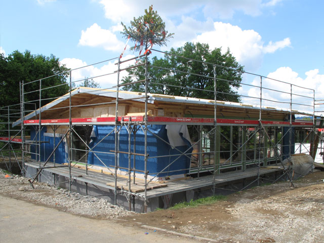 Aufrichte des Holzbaus Kindergarten Wandermatte