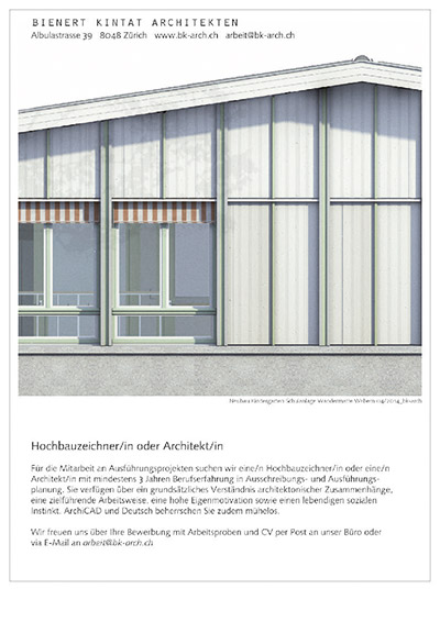 Architekt/in für Ausführungsplanung gesucht