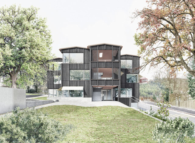 Offener Wettbewerb Neubau Tagesbetreuung Hebel, Visualisierung Bienert Kintat Architekten